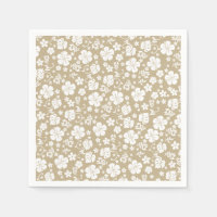 White Hibiscus on Taupe Tropical Chic