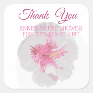 White Hibiscus Square Sticker