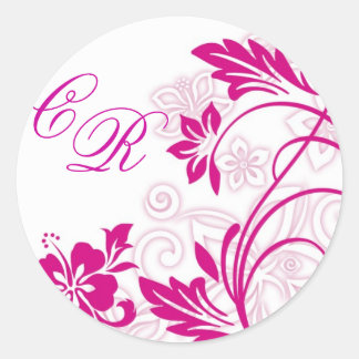 white hibiscus swirls ~ sticker (initial)