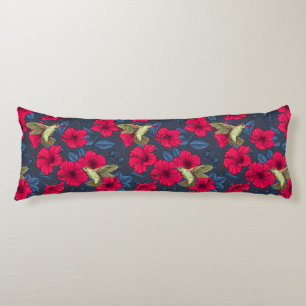 White Hibiscus Tropical Floral Pattern Body Pillow