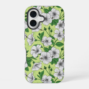 White Hibiscus Tropical Floral Pattern iPhone 16 Case