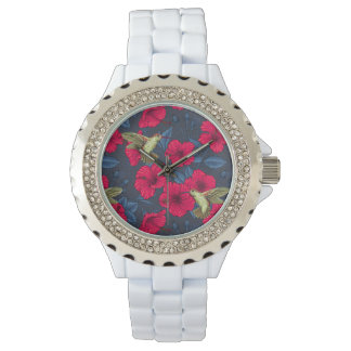 White Hibiscus Tropical Floral Pattern Watch