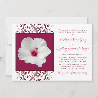 White Hibiscus Wedding Invitation