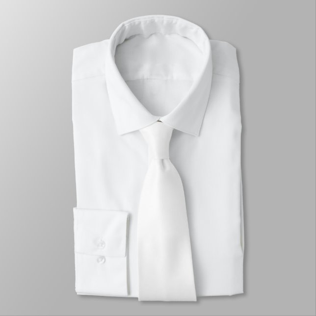 White Hidden Initials Solid Colour Neck Tie (Tied)
