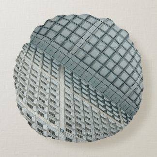 White high-rise commercial building round pillow