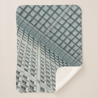 White high-rise commercial building sherpa blanket