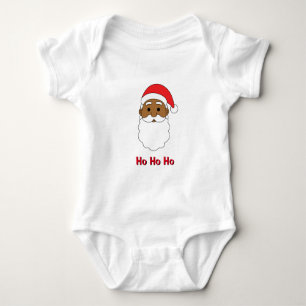 White Ho Ho Ho African American Santa Claus Family Baby Bodysuit