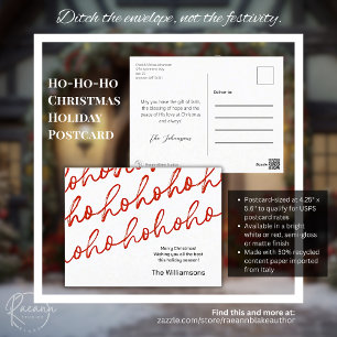 White Ho-Ho-Ho Christmas Holiday Postcard