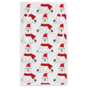 White Holiday Bear Small Gift Bag