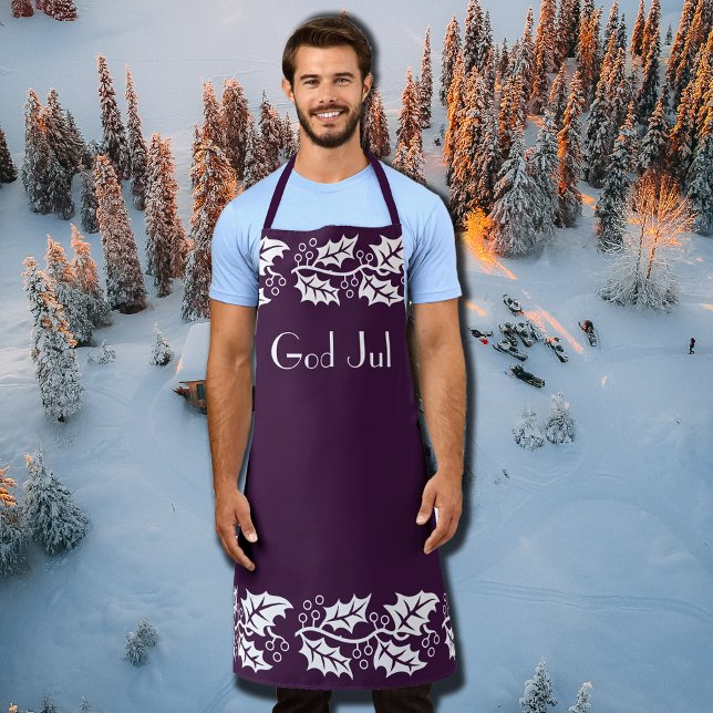 white hollies in  berry  colour -  God Jul   Apron (Creator Uploaded)