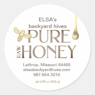 White Honey drip Label with Bee