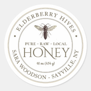 White Honey Label with Vintage Queen Bee