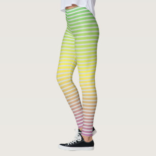 White Horizontal Stripes on a Pastel Spectrum Leggings