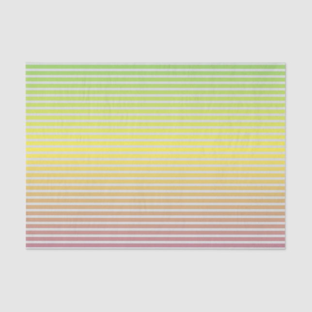 White Horizontal Stripes on a Pastel Spectrum Tissue Paper (Front)