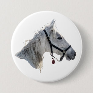 White Horse 3 Inch Round Button
