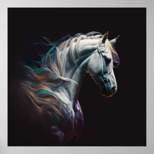 White Horse, Abstract Colours , Art Print Wall