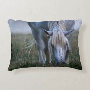 White Horse Accent Pillow