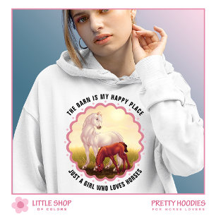 White Horse and Foal Customizable Hoodie