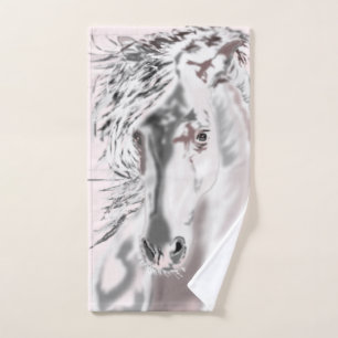 White Horse Bath Towels