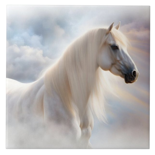 White Horse Beautiful Art Tile (Front)