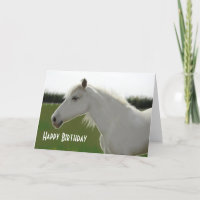 White Horse Birthday Blank Card