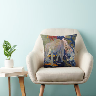 White Horse by Paul Gauguin, Vintage Fine Art Throw Pillow