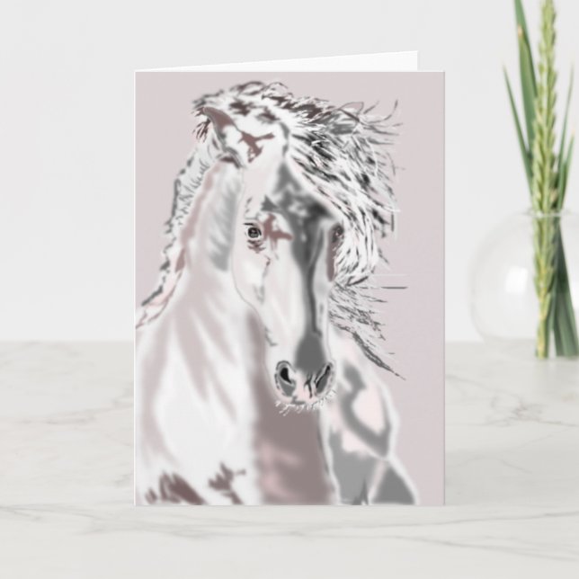 White Horse Card - Custom Text Name (Front)