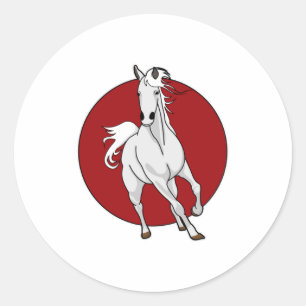 White Horse Classic Round Sticker