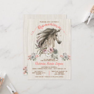 White Horse Cowgirl Quinceañera 15th Birthday Invi Invitation