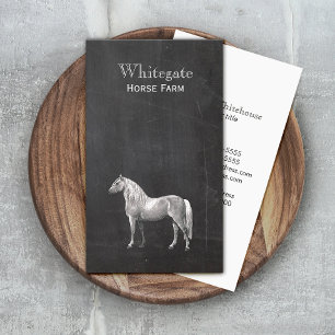 White Horse Equestrian Rustic Black Business Card