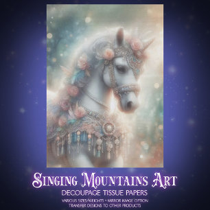 White Horse Fantasy Animal Craft Decoupage Tissue Paper