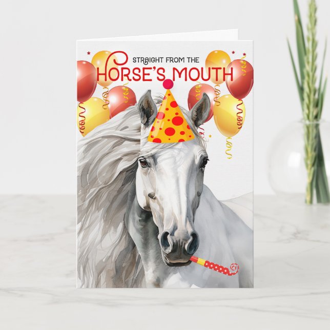 White Horse Funny Birthday Card (Front)