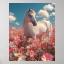 White Horse in a Field of Blossoms