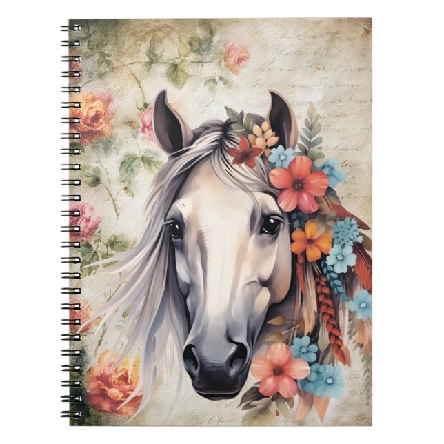  White horse in flowers. Notebook (Front)