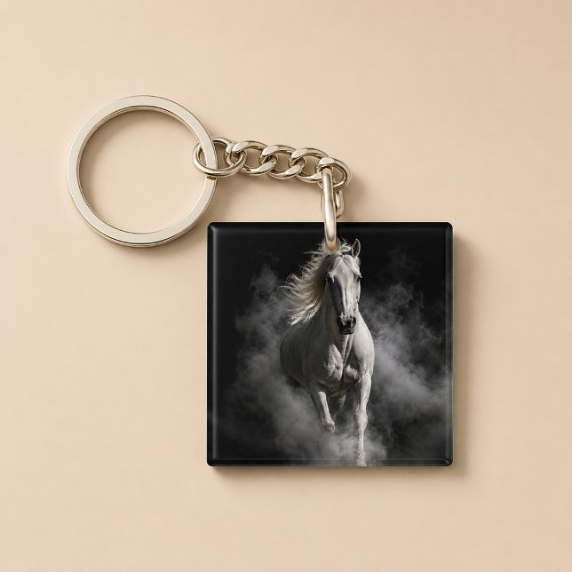 White Horse In Smoke Keychain (Creator Uploaded)