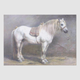 White Horse in Stable Vintage French Decoupage     Tissue Paper