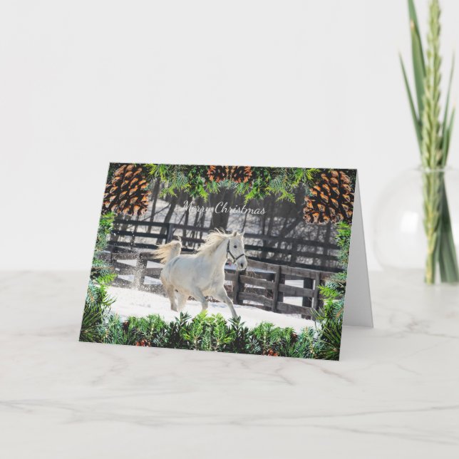 White Horse in the Snow Christmas Card (Front)