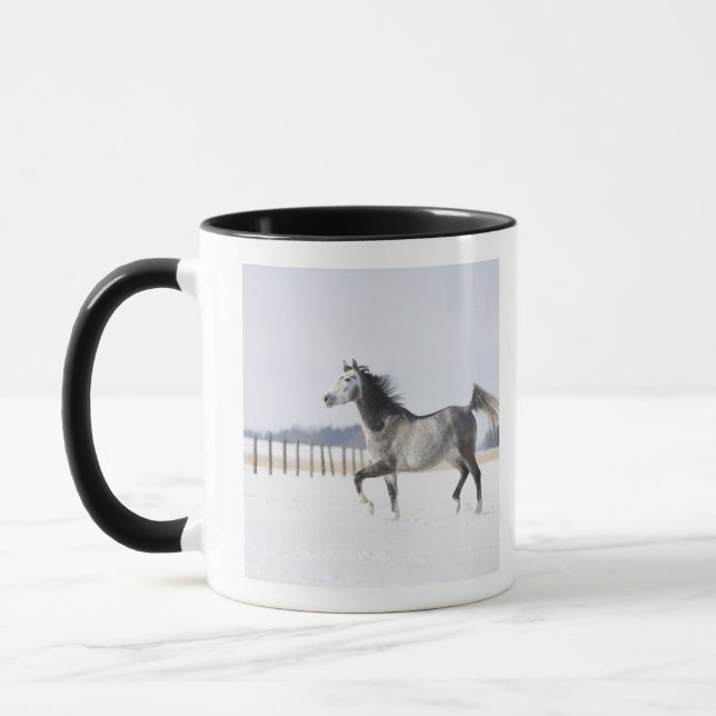 white horse in winter mug (Left)