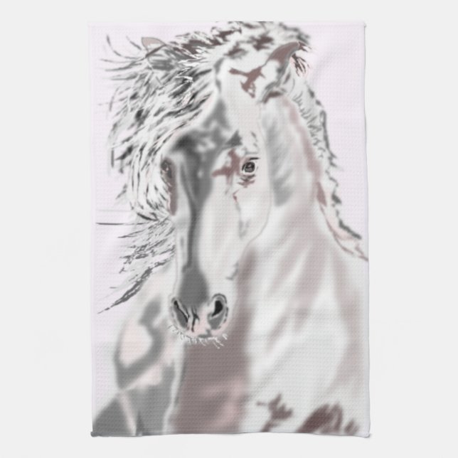 White Horse Kitchen Towel (Vertical)