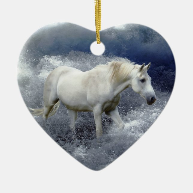 White Horse & Ocean Surf Ornaments (Front)