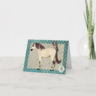 White Horse & Owl Monogram Notecard