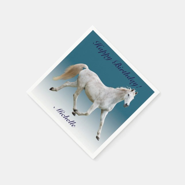 White Horse Paper Birthday Napkins (Corner)