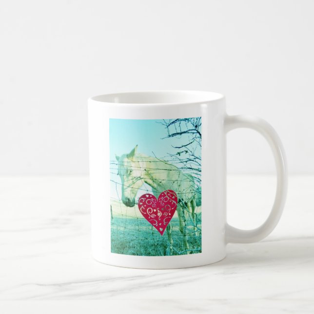 White Horse Red Heart Valentine Coffee Mug (Right)