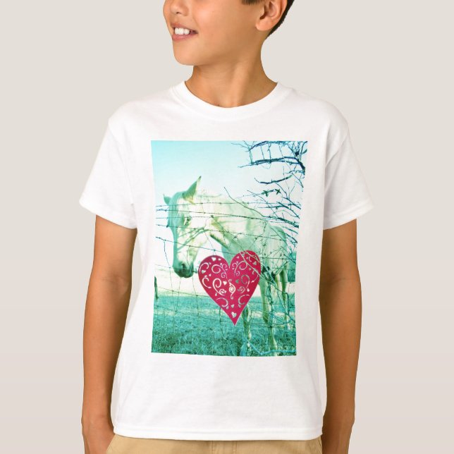White Horse Red Heart Valentine T-Shirt (Front)