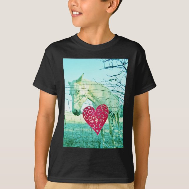 White Horse Red Heart Valentine T-Shirt (Front)