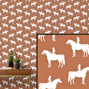 White Horse & Rider on Brown Wallpaper