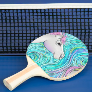 White Horse Seamless Pastel Coloured Pattern Ping Pong Paddle