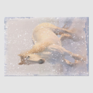 White Horse Snow Decoupage Tissue Paper