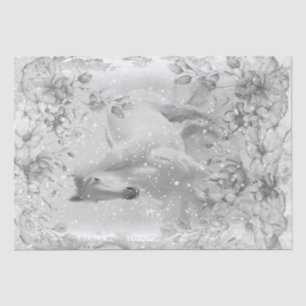 White Horse Snow Decoupage Tissue Paper