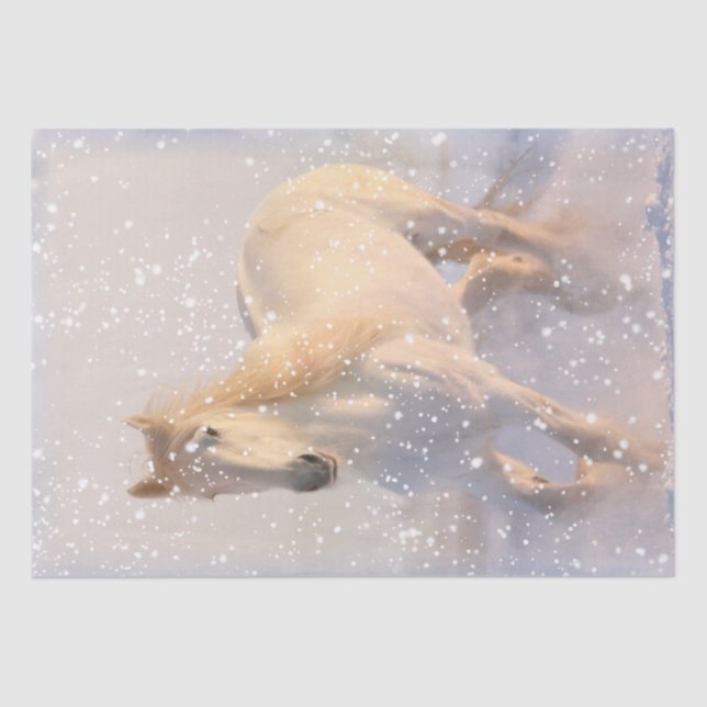 White Horse Snow Decoupage Tissue Paper (Front)